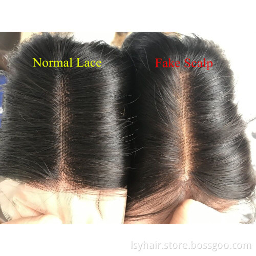 New Hot Selling Wear Proof Fake Scalp Lace Front Wig Human Hair, Super Natural Glueless Bleached Knots Straight Front Lace Wig